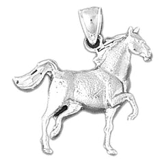 Sterling Silver Horse Pendant (Rhodium or Yellow Gold-plated)