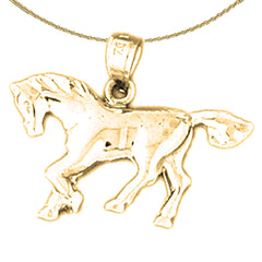 Sterling Silver Horse Pendant (Rhodium or Yellow Gold-plated)
