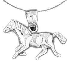 Sterling Silver Horse Pendant (Rhodium or Yellow Gold-plated)