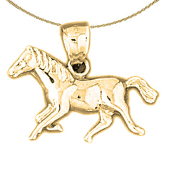 Sterling Silver Horse Pendant (Rhodium or Yellow Gold-plated)