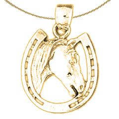 Sterling Silver Horse Head Pendant (Rhodium or Yellow Gold-plated)