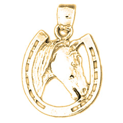 Yellow Gold-plated Silver Horse Head Pendant