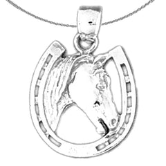 Sterling Silver Horse Head Pendant (Rhodium or Yellow Gold-plated)