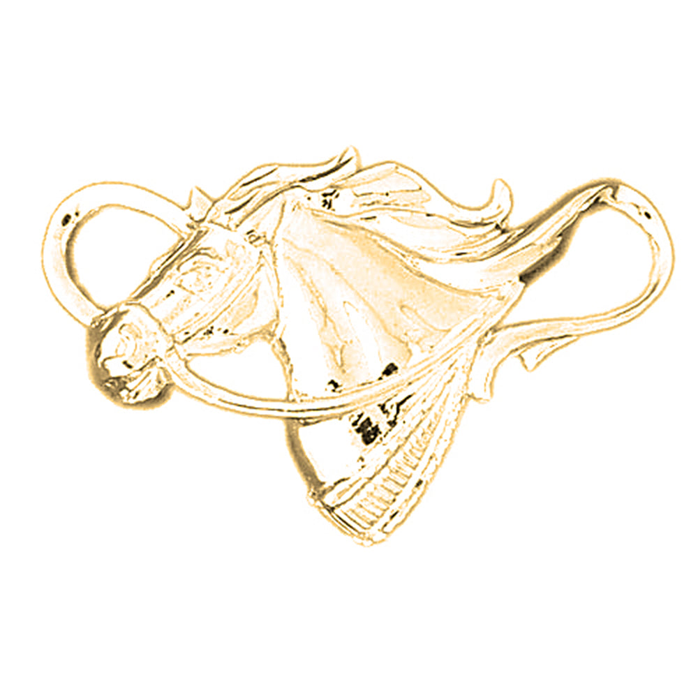 Yellow Gold-plated Silver Horse Head Pendant