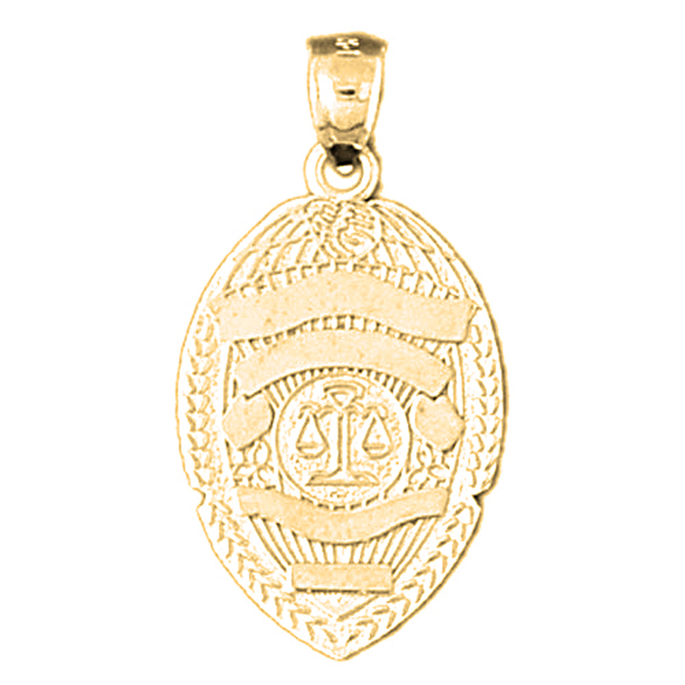 Yellow Gold-plated Silver Police Badge Pendant