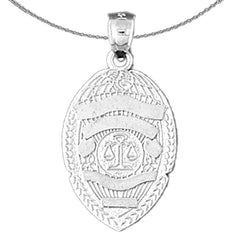 Colgante de placa de policía de plata de ley (bañado en rodio o oro amarillo)