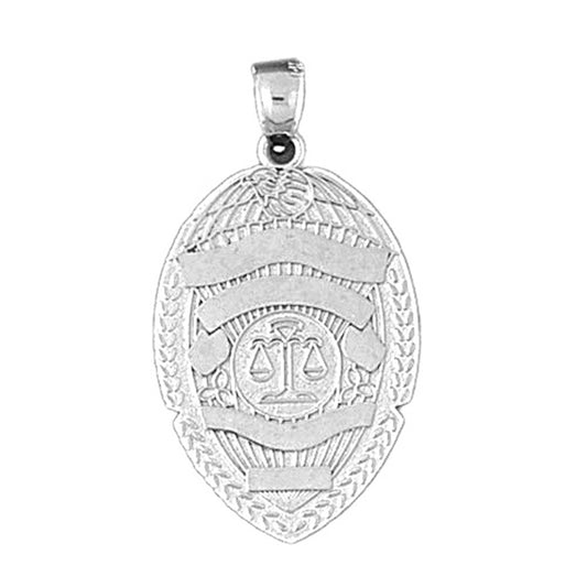 Sterling Silver Police Badge Pendant