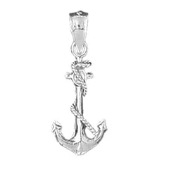 Sterling Silver Anchor With Rope Pendant