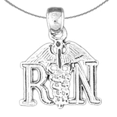 Sterling Silver Registered Nurse Pendant (Rhodium or Yellow Gold-plated)