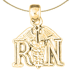Sterling Silver Registered Nurse Pendant (Rhodium or Yellow Gold-plated)