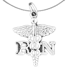 Sterling Silver Registered Nurse Pendant (Rhodium or Yellow Gold-plated)