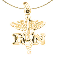Sterling Silver Registered Nurse Pendant (Rhodium or Yellow Gold-plated)
