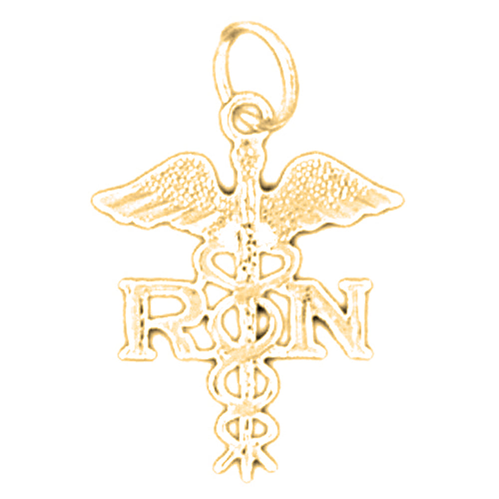 Yellow Gold-plated Silver Registered Nurse Pendant