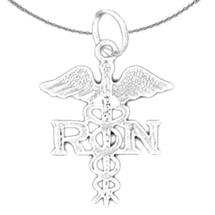 Sterling Silver Registered Nurse Pendant (Rhodium or Yellow Gold-plated)