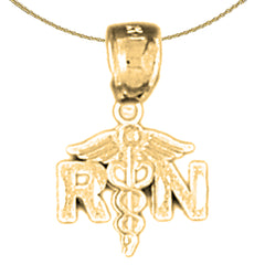 Sterling Silver Registered Nurse Pendant (Rhodium or Yellow Gold-plated)