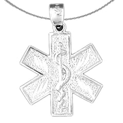 Sterling Silver Medical Symbol Pendant (Rhodium or Yellow Gold-plated)