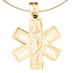 Sterling Silver Medical Symbol Pendant (Rhodium or Yellow Gold-plated)