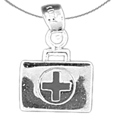 Sterling Silver 3D Medical Bag Pendant (Rhodium or Yellow Gold-plated)