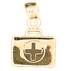 Yellow Gold-plated Silver 3D Medical Bag Pendant
