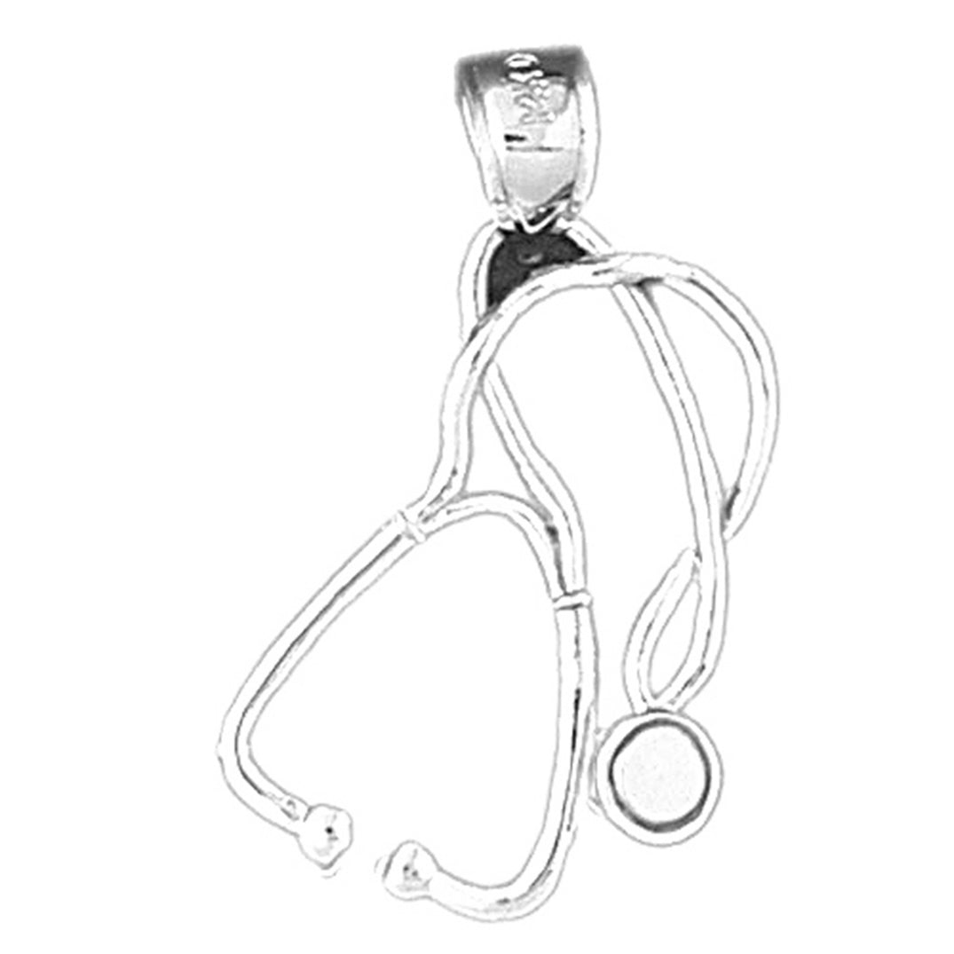 Sterling Silver 3D Stethoscope Pendant
