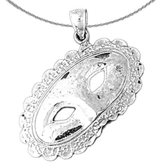 Sterling Silver Mask Pendant (Rhodium or Yellow Gold-plated)
