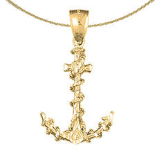 Ancla de plata de ley con colgante 3D de cuerda (bañado en rodio o oro amarillo)