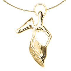 3D-High-Heel-Anhänger aus Sterlingsilber (rhodiniert oder gelbgoldbeschichtet)