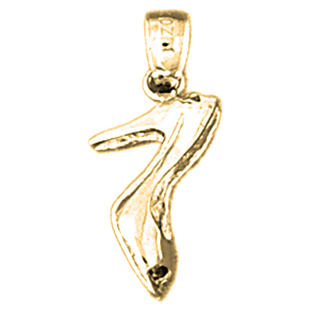 Yellow Gold-plated Silver 3D High Heel Pendant