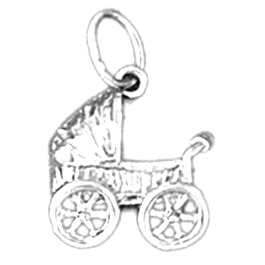 Sterling Silver Baby Carriage Pendant
