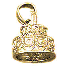 Yellow Gold-plated Silver Birthday Cake Pendant