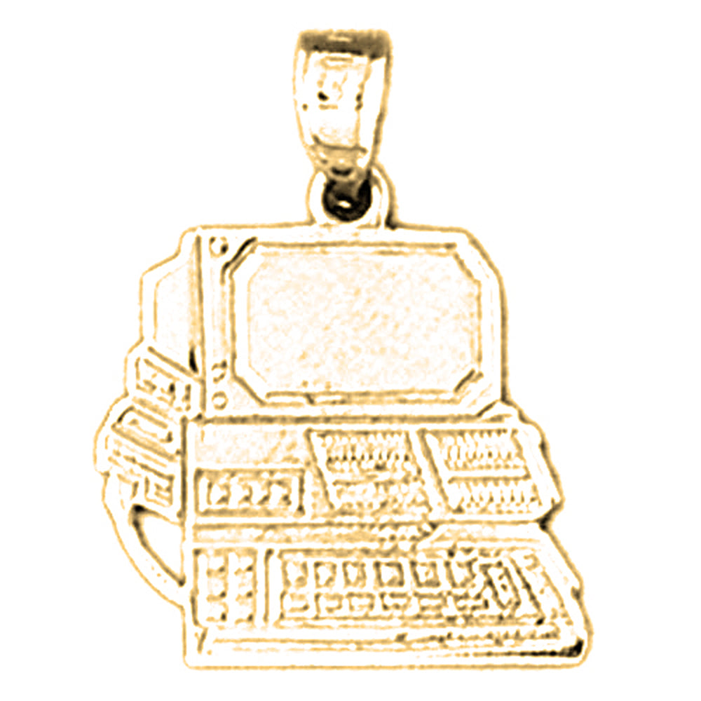 Yellow Gold-plated Silver Computer Pendant