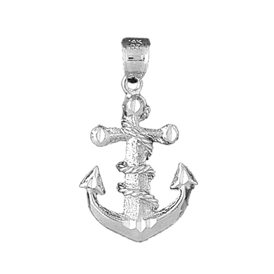Sterling Silver Anchor With Rope Pendant
