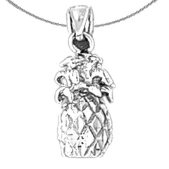 Ananas-Anhänger aus Sterlingsilber (rhodiniert oder gelbgoldbeschichtet)