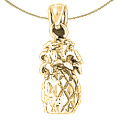 Ananas-Anhänger aus Sterlingsilber (rhodiniert oder gelbgoldbeschichtet)