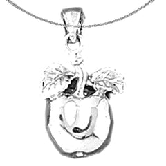 Colgante de manzana de plata de ley (bañado en rodio o oro amarillo)