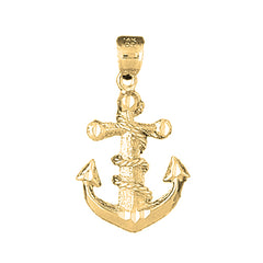 Yellow Gold-plated Silver Anchor With Rope Pendant