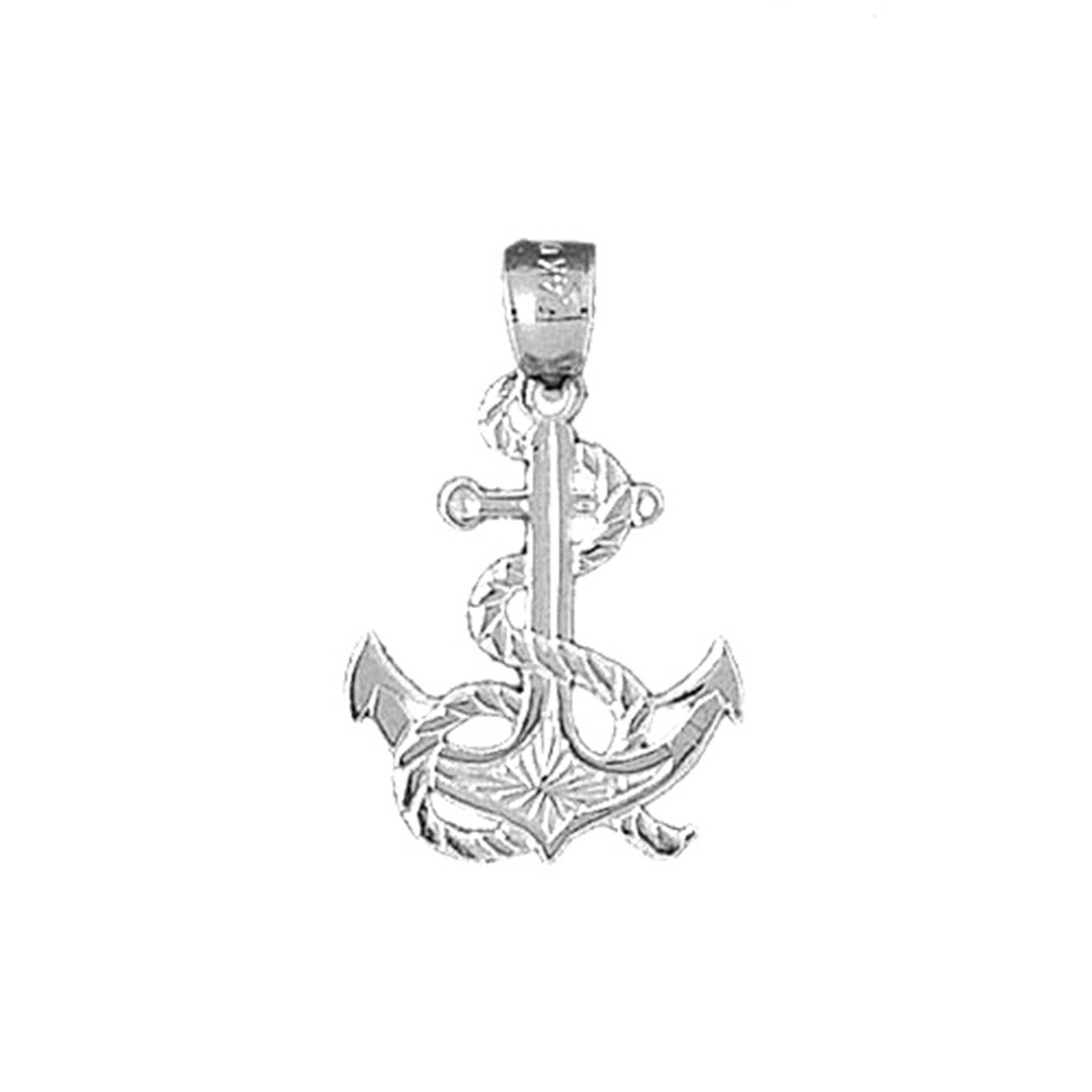 Sterling Silver Anchor With Rope Pendant