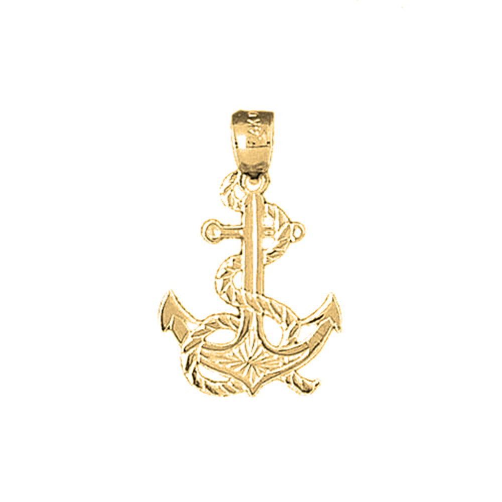 Yellow Gold-plated Silver Anchor With Rope Pendant