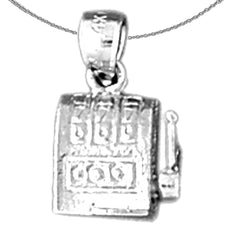Sterling Silver Slot Machine Pendant (Rhodium or Yellow Gold-plated)