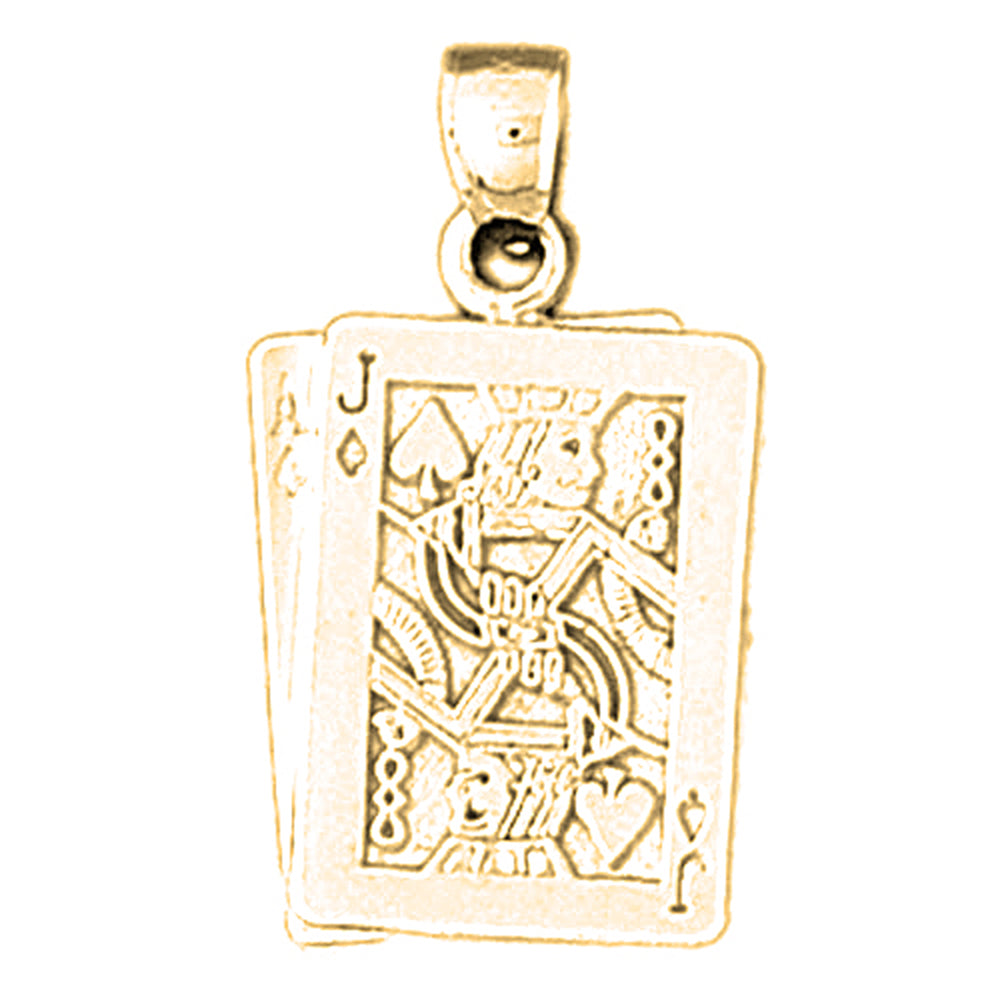 Yellow Gold-plated Silver Playing Card Pendant