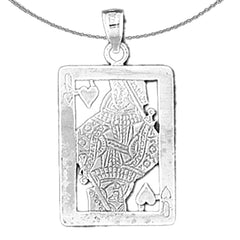 Sterling Silver Playing Card Pendant (Rhodium or Yellow Gold-plated)