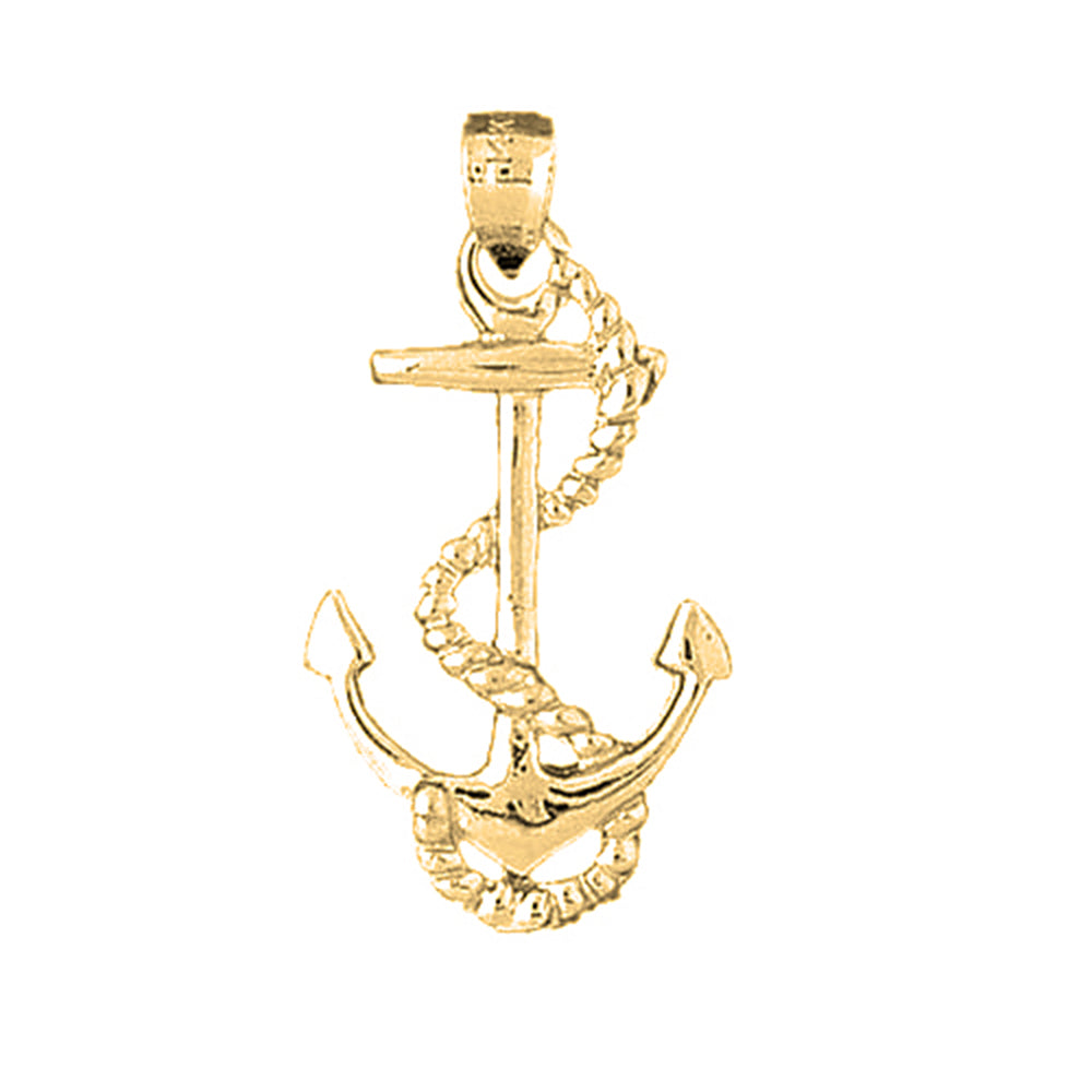 Yellow Gold-plated Silver Anchor With Rope Pendant