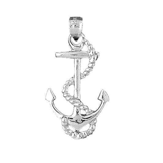 Sterling Silver Anchor With Rope Pendant