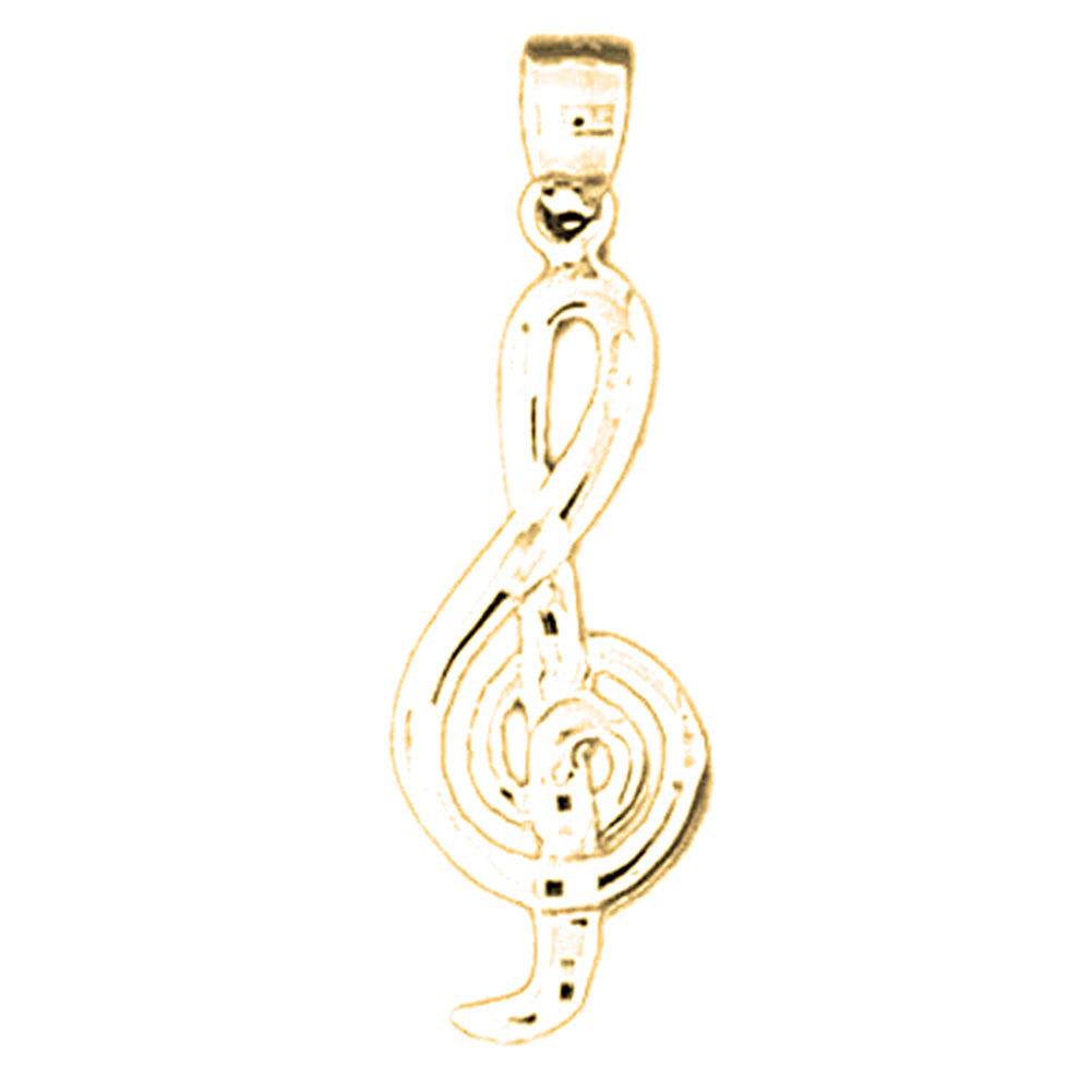 Yellow Gold-plated Silver Music Symbol Pendant