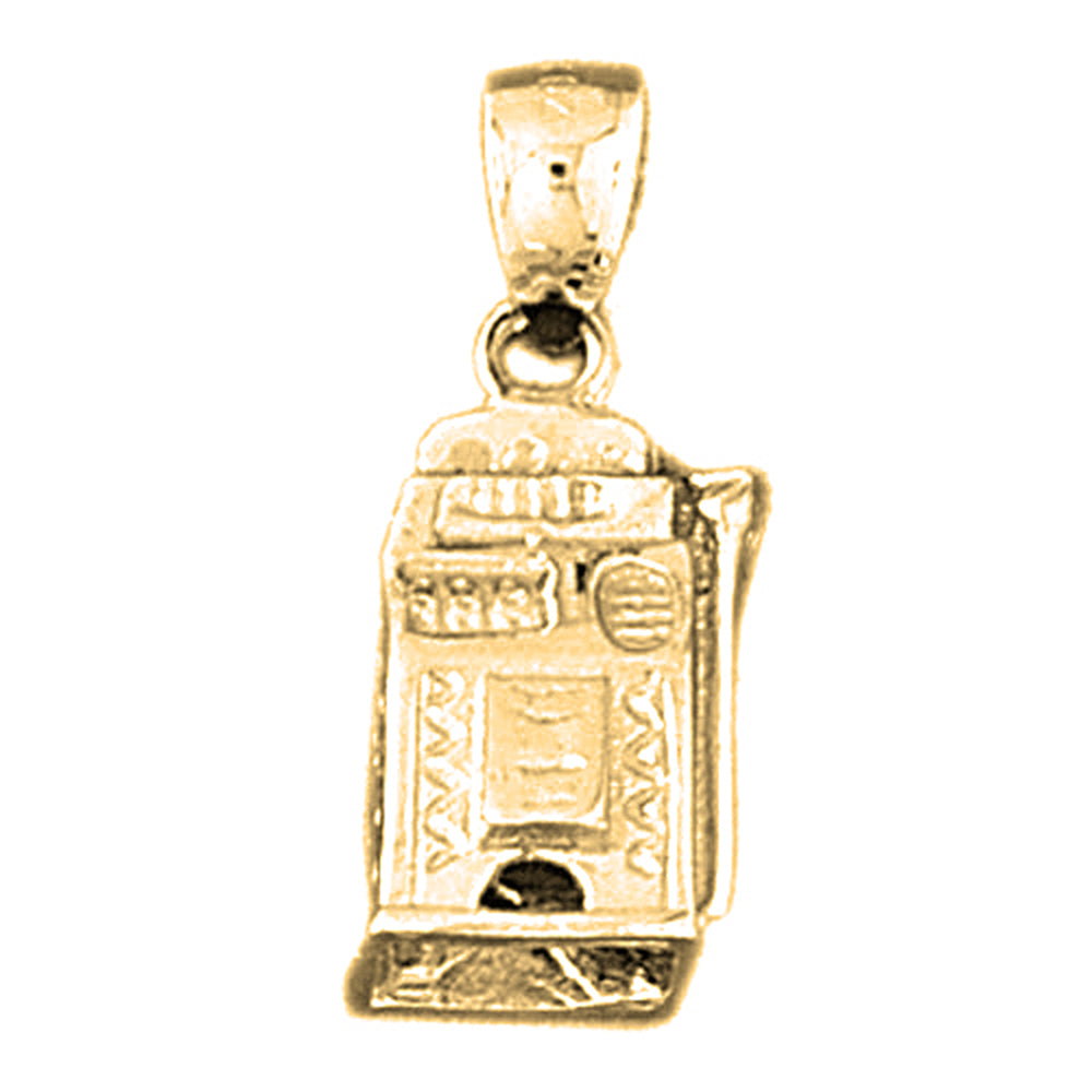 Yellow Gold-plated Silver 3D Slot Machine Pendant