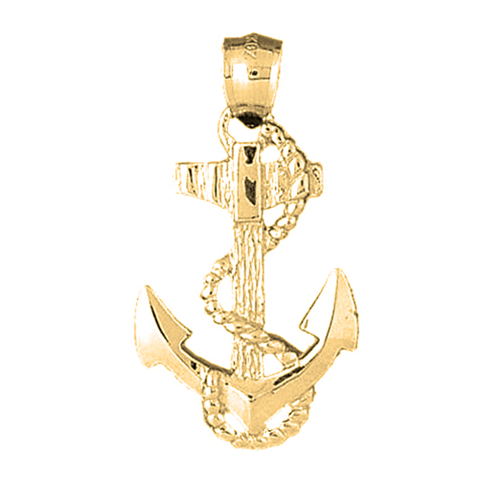 Yellow Gold-plated Silver Anchor With Rope Pendant