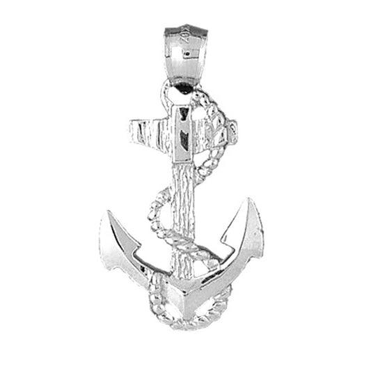Sterling Silver Anchor With Rope Pendant