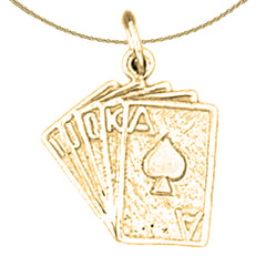 Sterling Silver Playing Card Pendant (Rhodium or Yellow Gold-plated)
