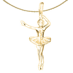 Sterling Silver Ballerina Pendant (Rhodium or Yellow Gold-plated)