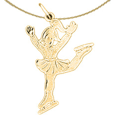 Sterling Silver Ice Skater Pendant (Rhodium or Yellow Gold-plated)